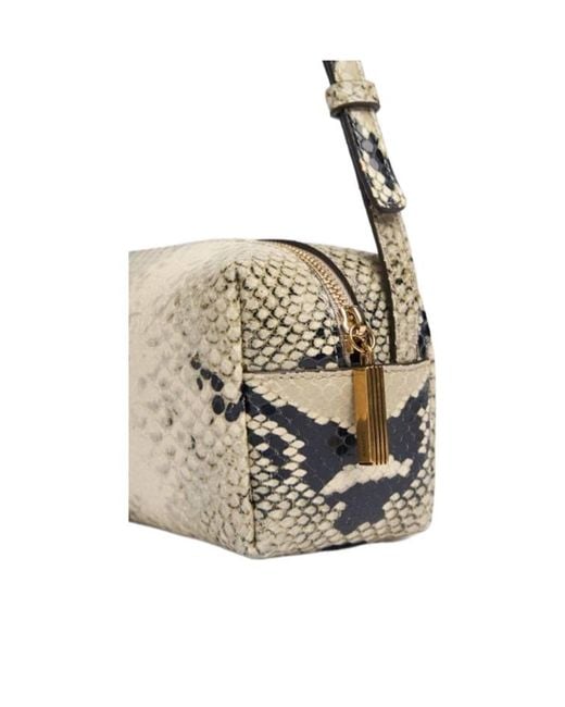 Khaite Metallic Kye Python Embossed Leather Shoulder Bag