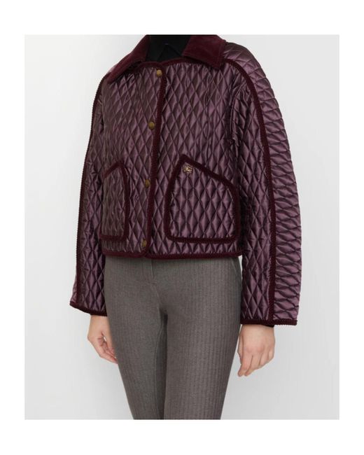 Burberry Purple Long Sleeved Quilted Jacket
