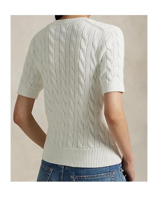 Polo Ralph Lauren White Short Sleeved Cable-Knit Cardigan