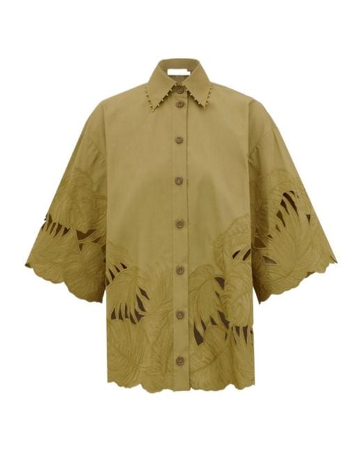 Zimmermann Green Mahon Embroidered Shirt