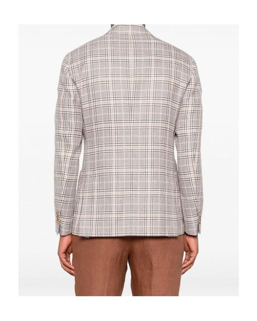 Lardini Natural Checked Single-Breasted Jacket for men