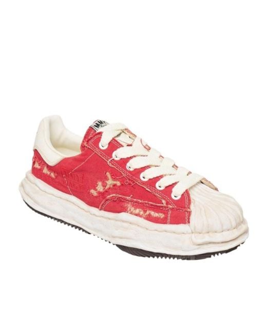 Maison Mihara Yasuhiro Red Blakey Og Sole Ripped Overdye Low-Top Sneakers for men