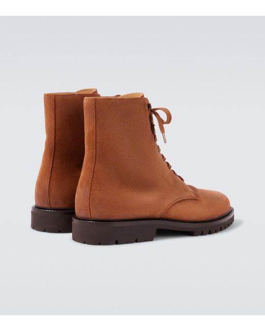Brunello Cucinelli Brown Suede Lace-Up Boots for men