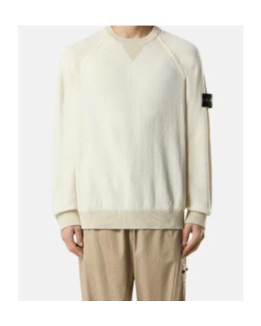 Stone Island White Logo Patch Crewneck Jumper for men