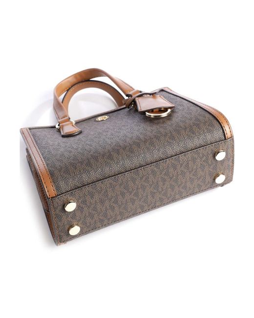 MICHAEL Michael Kors Brown Michael Kors Logo Plaque Chain-Linked Tote Bag