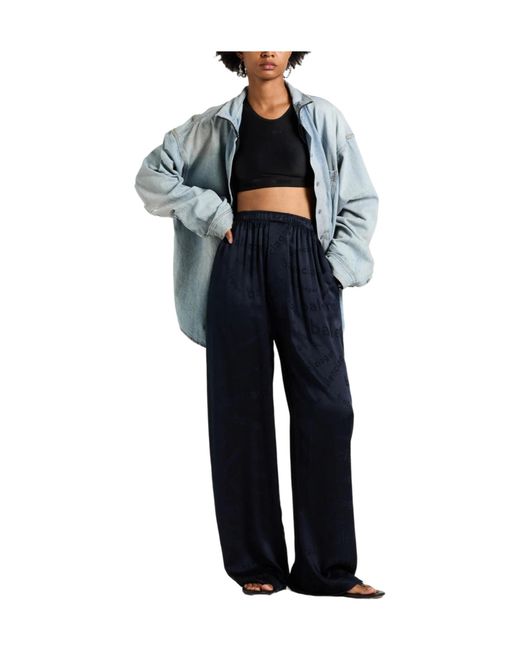 Balenciaga Blue Printed Versatile Minimalist Casual Trousers