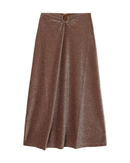 Johanna Ortiz Brown Rainstorm Slip-On Midi Skirt