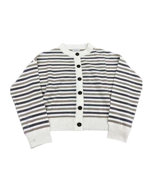 Brunello Cucinelli White Long-Sleeve Knit Top