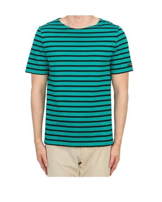 Saint James Green Striped T-Shirt for men