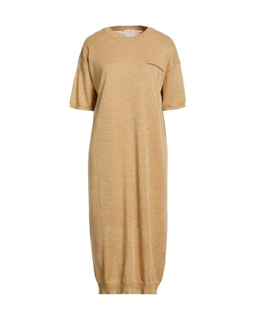 Brunello Cucinelli Natural Versatile Metallic-Colored Dress