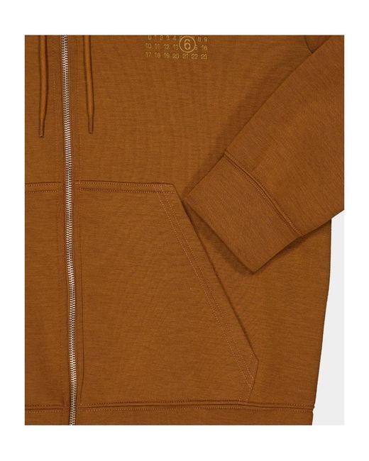 MM6 by Maison Margiela Brown Regular Fit Zipped Hooded Sweatshirt for men