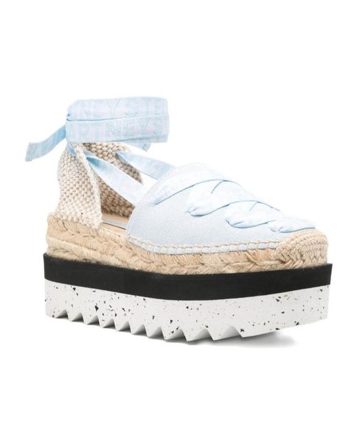 Stella McCartney White Ribbon-Detail Platform Espadrilles