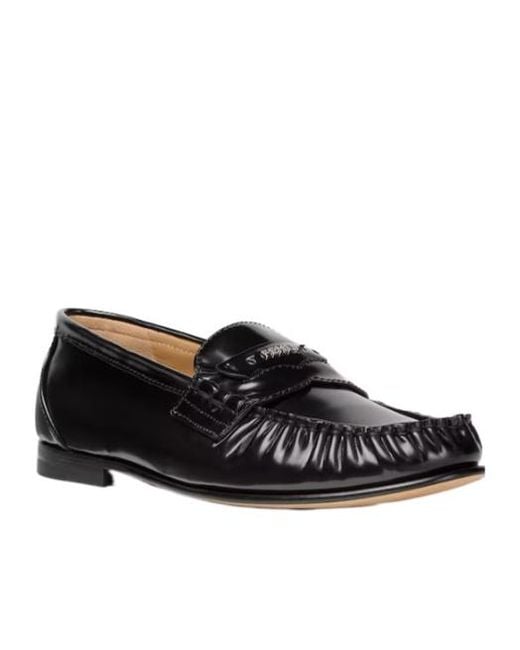 Fendi Black Scrunch Leather Loafers