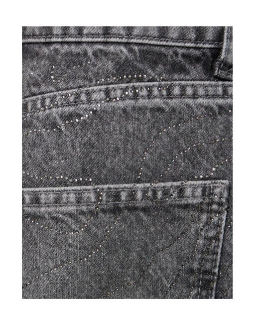 ROTATE BIRGER CHRISTENSEN Gray Embellished High Rise Wide Leg Jeans