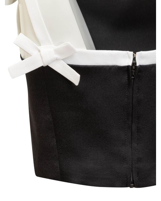 MSGM Black Bow Detailed Cropped Top