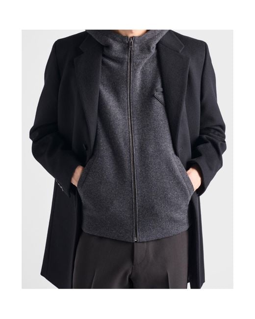 Prada Blue Wool And Cashmere Zipper Vest for men