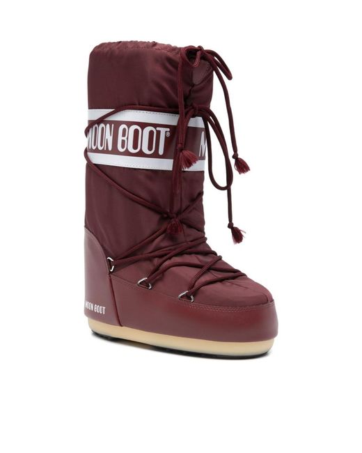 Moon Boot Red Logo Lace-Up Boot