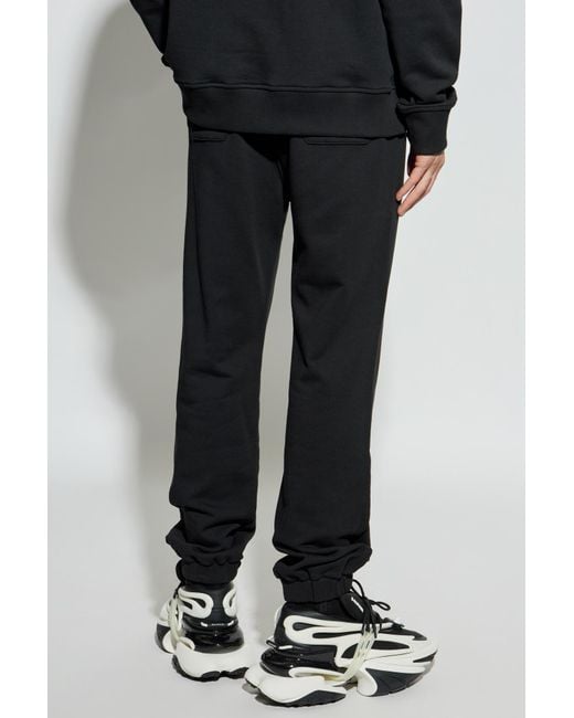 Balmain Black Logo Printed Drawstring Sweatpants for men