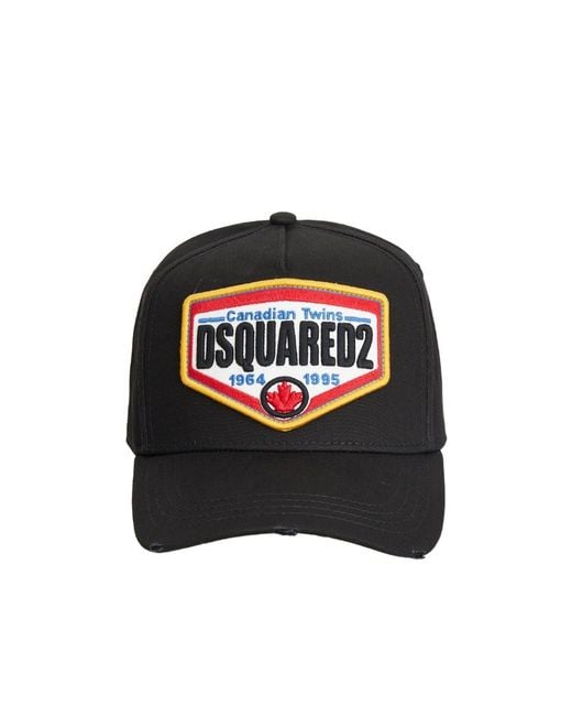 DSquared² Black Logo Patch Baseball Cap for men