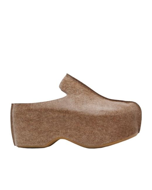 J.W. Anderson Brown Thick Soled Muller Shoes With Pinch-Seam Details for men
