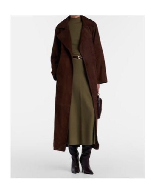 Nour Hammour Brown Althea Suede Wrap Coat
