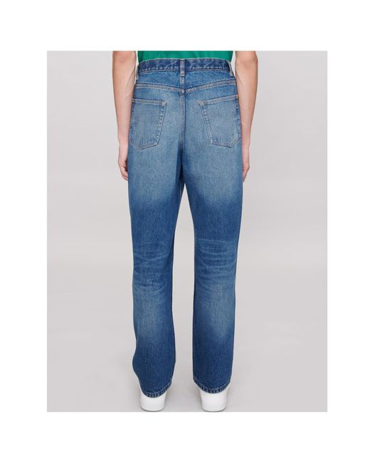 A.P.C. Blue Button Detailed Straight Leg Jeans for men
