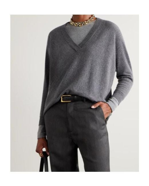Lisa Yang Blue Ribbed V-Neck Knitted Sweater