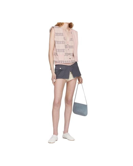 OPEN YY Pink Jacquard Layered-Sleeve Cardigan