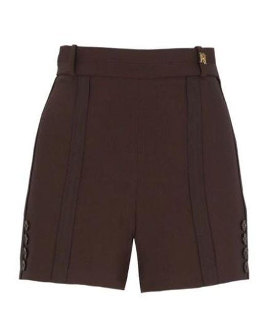 Elisabetta Franchi Black High-Waist Buttoned Shorts