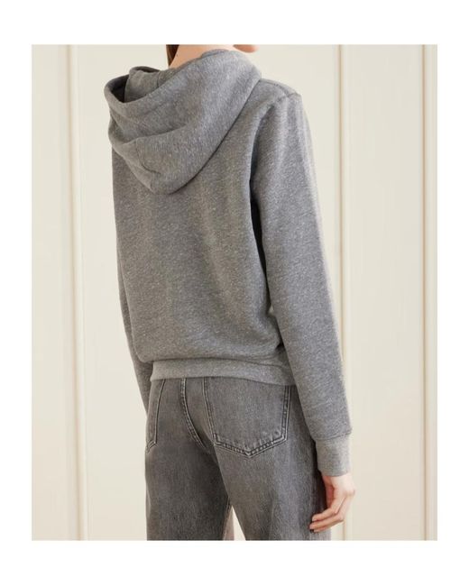 Nili Lotan Gray Callie Hooded Jersey Zip-Up Sweater