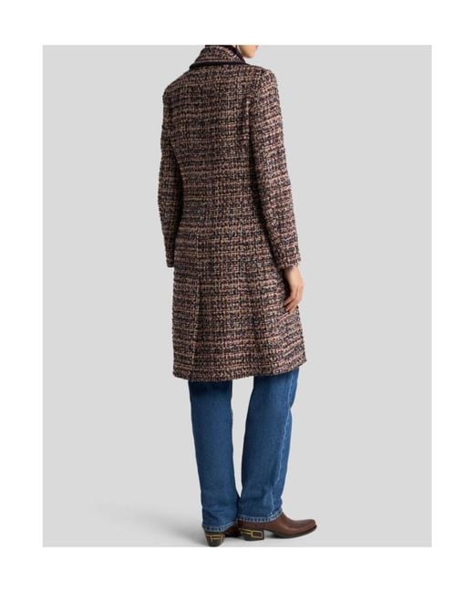 Etro Brown Multicoloured Tweed Coat