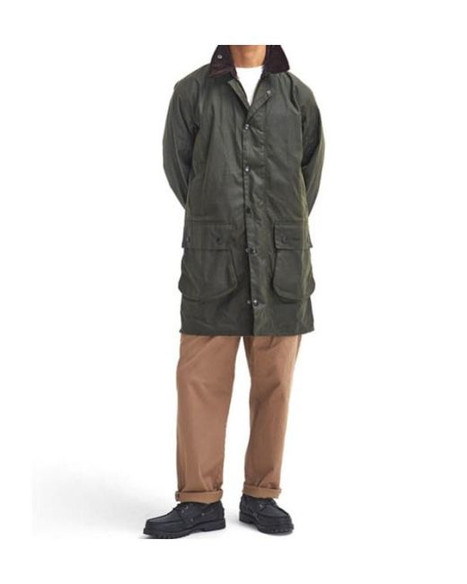 Barbour Green Corduroy-Collar Coat for men