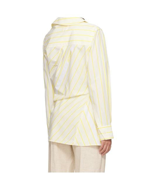 Jacquemus Natural La Chemise Pablo Asymmetric Striped Shirt