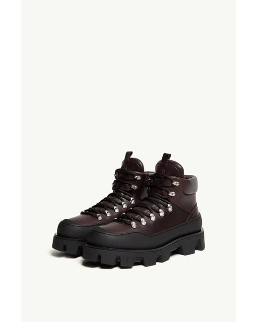 Moncler Black Peak Trek Leather Ankle Boots for men