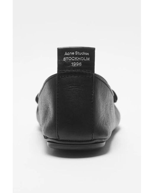 Acne Black Penny-Slot Leather Loafers