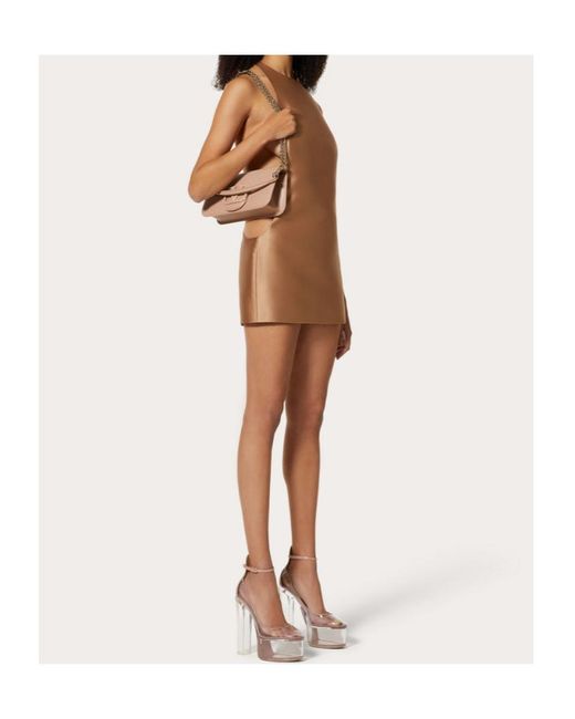 Valentino Brown Crewneck Sleeveless Mini Dress
