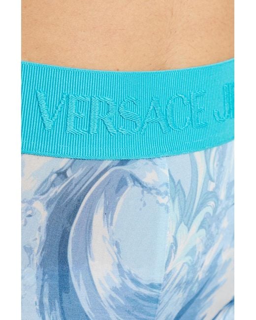 Versace Jeans Blue Couture Logo Waistband Flared-Leg Trousers