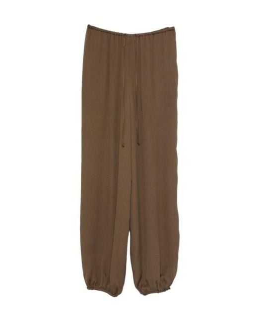 Forte_forte Brown Drawstring-Waist Elasticated-Hem Trousers