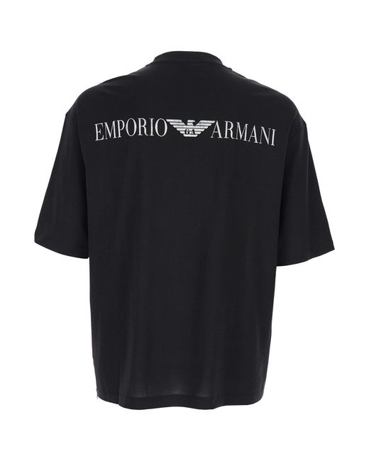 Emporio Armani Black Logo Print T-Shirt for men