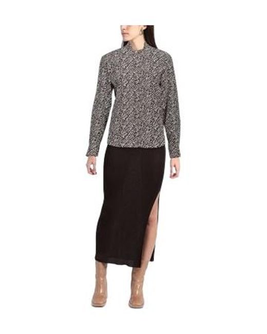 Isabel Marant Gray Two-Tone Stand Collar Long Sleeve Blouse