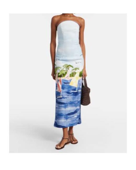 Leo White Ava Printed Linen Bustier Dress
