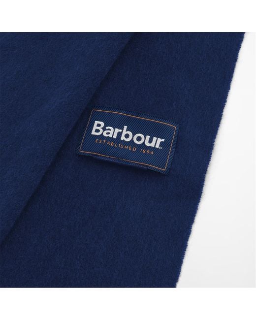 Barbour Blue Solid Color Wool Scarf for men