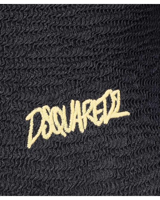 DSquared² Black Textured Logo-Embroidered Swimsuit