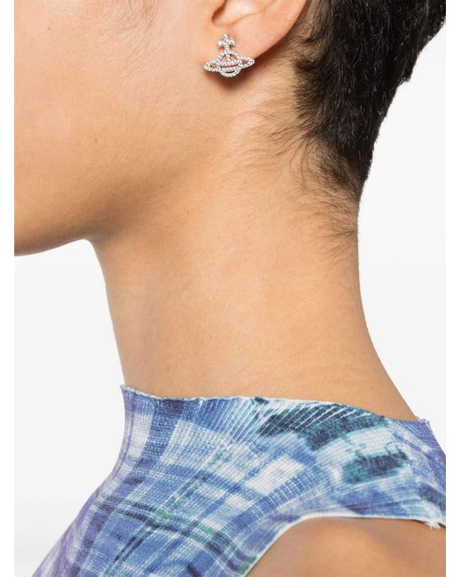 Vivienne Westwood White Embellished Orb Earrings