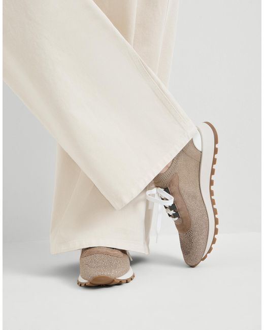 Brunello Cucinelli Brown Sparkling Knit Sneakers