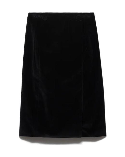 Prada Black Velvet Midi-Skirt