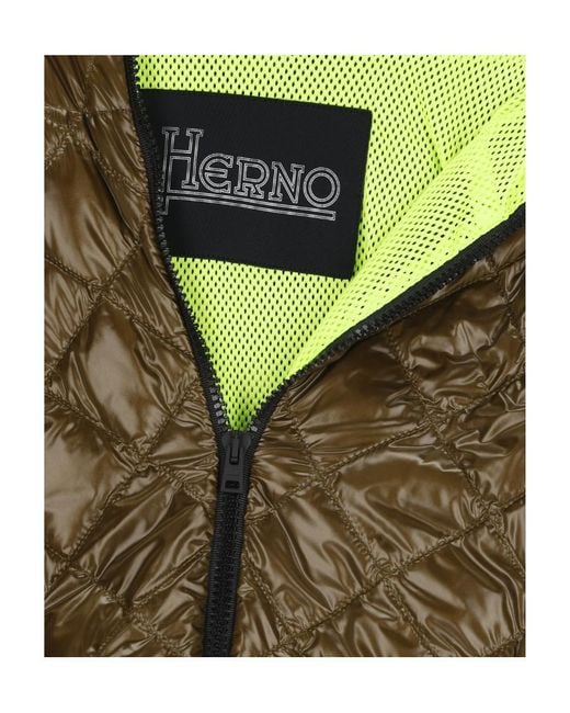 Herno Green Quilted Sleeveless Hooded Coat