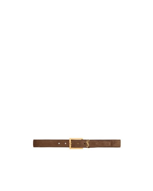 Saint Laurent White Cassandre Logo Plaque Belt
