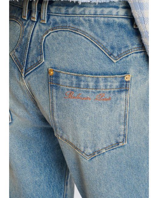 Balmain Blue Western Bootcut Denim Jeans