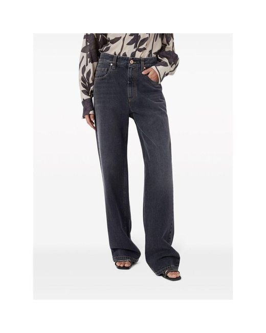 Brunello Cucinelli Gray Loose Fit Denim Jeans